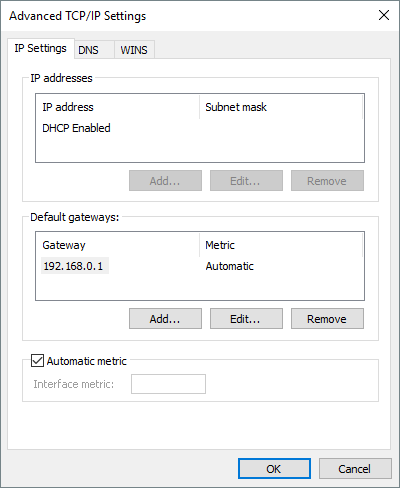 TCPIP Add Gateway
